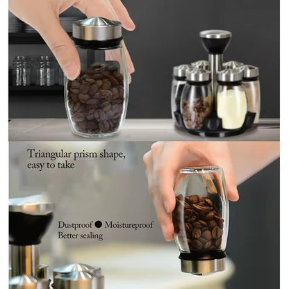 Rotating Spice Rack Set with 6 Glass Jars