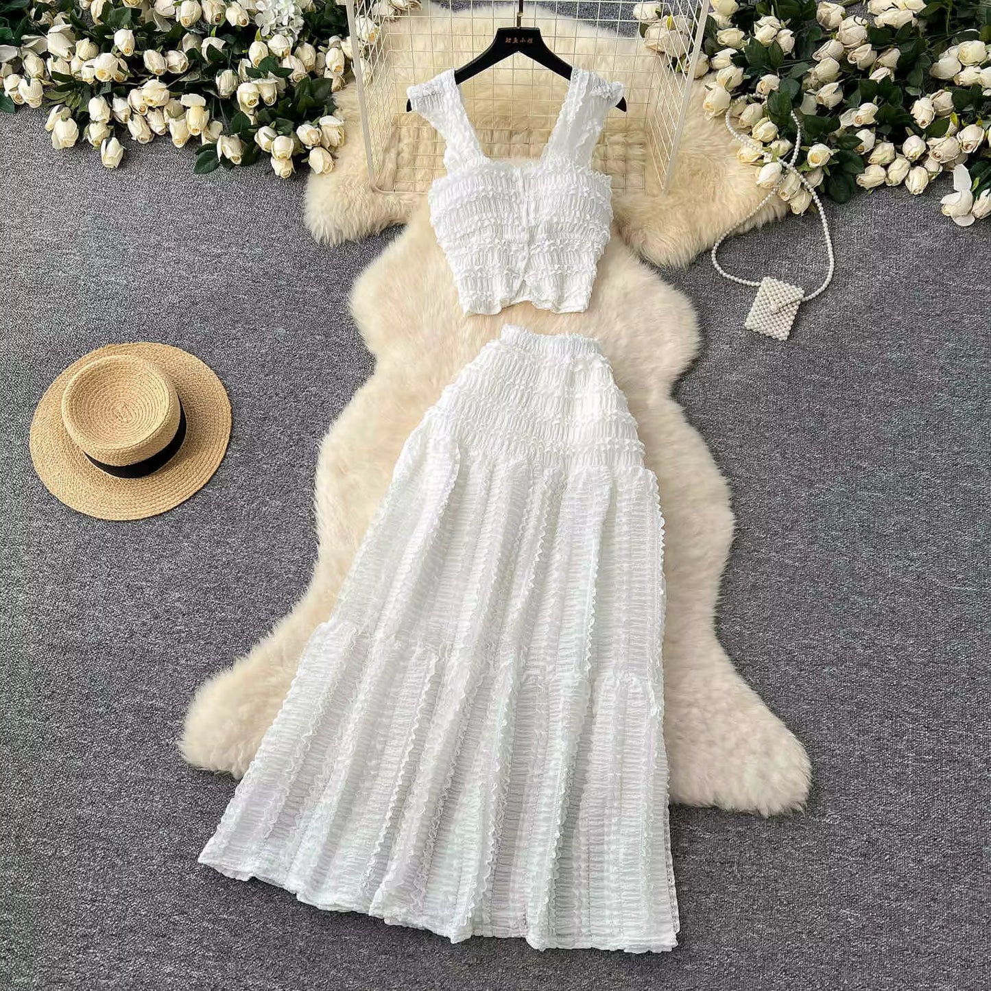 Smocked Two-Piece Set with Ruffle Details