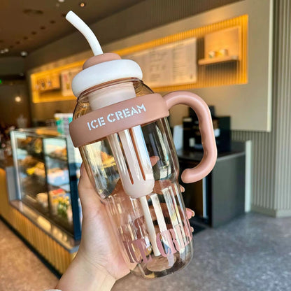 1200ml Reusable Water Bottle with Handle & Straw