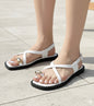 Strappy Flat Sandals with Gold Toe Ring