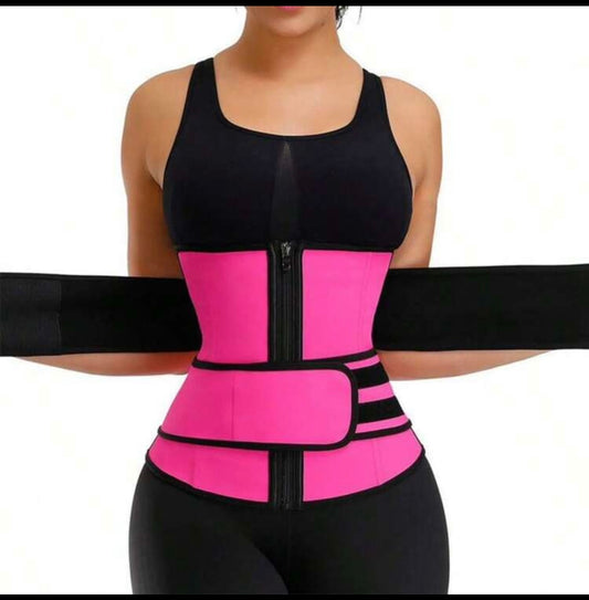 2-Strap Compression Waist Trainer Corset - Pink