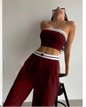 Strapless Athletic Set - Bandeau Top & Wide Leg Pan