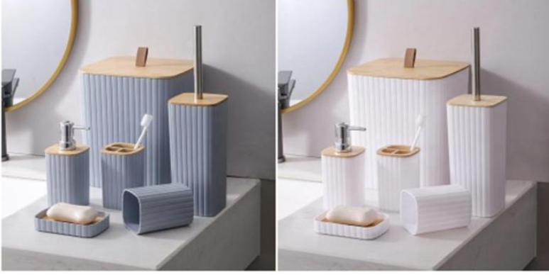 6-Piece Bathroom Accessories Set - Complete Vanity Organization Collection