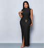 Elegant Sleeveless Bodycon Dress with Belt Detail