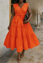 Tiered Wrap Midi Dress