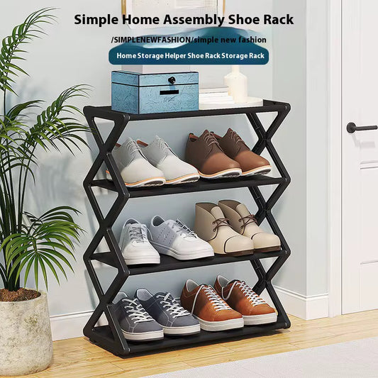 X-Shaped 4-Tier Shoe Storage Rack