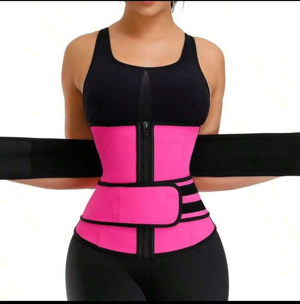 2-Strap Compression Waist Trainer Corset - Pink