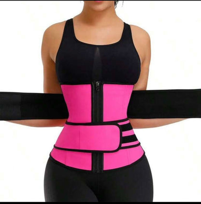 2-Strap Compression Waist Trainer Corset - Pink