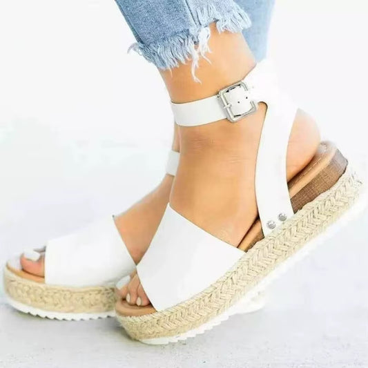 Women's Platform Espadrille Sandals - Ankle Strap - Wedges