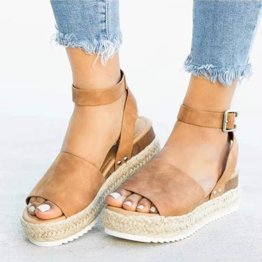 Women's Platform Espadrille Sandals - Ankle Strap - Wedges