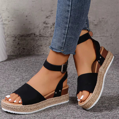 Women's Platform Espadrille Sandals - Ankle Strap - Wedges