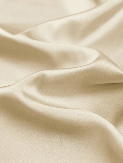 Silk Satin V-Neck Dress with Figure Belt & Front Slit