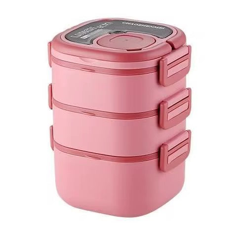 Square Portable 3-Layer Thermal Lunch Box - Insulated Food Container