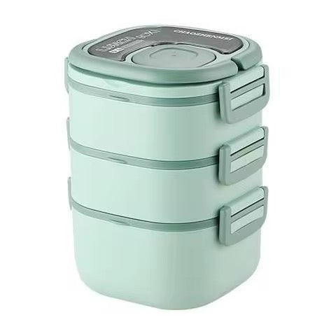 Square Portable 3-Layer Thermal Lunch Box - Insulated Food Container