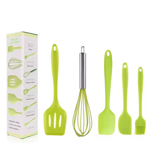 5-Piece Silicone Cooking Spoons Set - Heat Resistant Kitchen Utensils