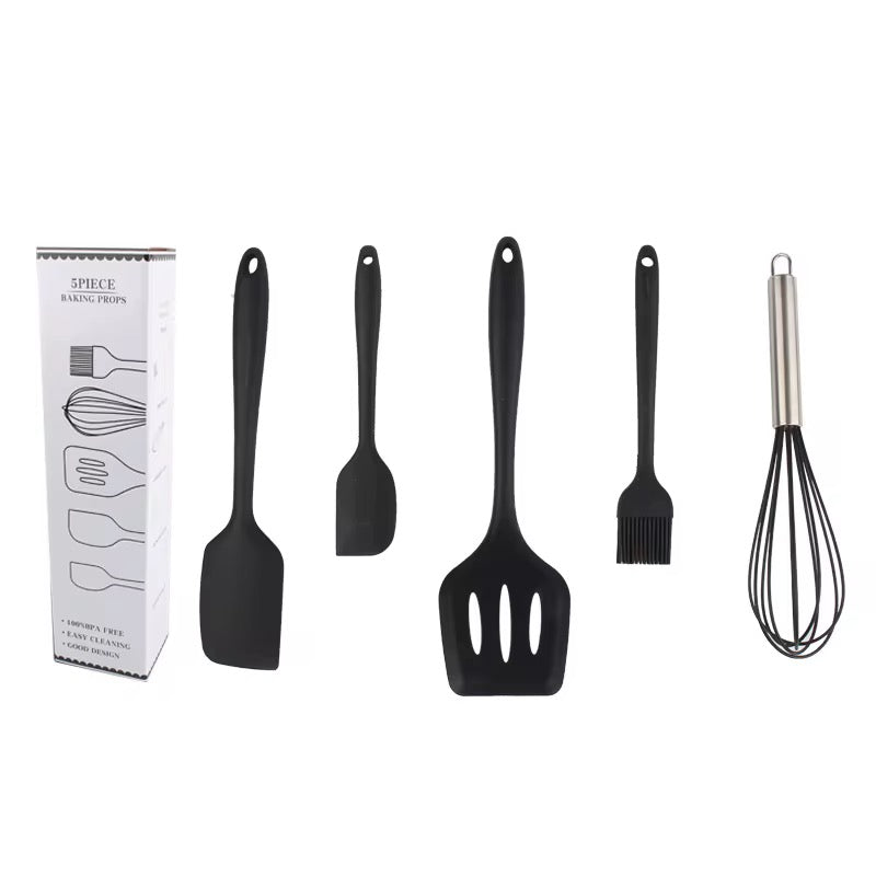 5-Piece Silicone Cooking Spoons Set - Heat Resistant Kitchen Utensils