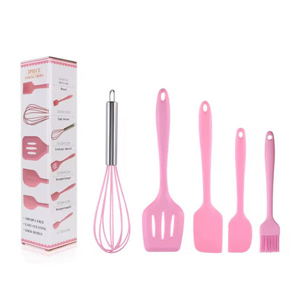 5-Piece Silicone Cooking Spoons Set - Heat Resistant Kitchen Utensils