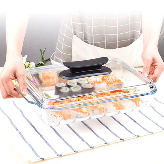 3L Tempered Glass Cookware Plate with Heat-Resistant Lid