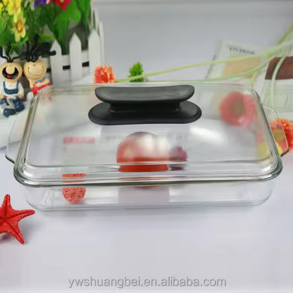 3L Tempered Glass Cookware Plate with Heat-Resistant Lid