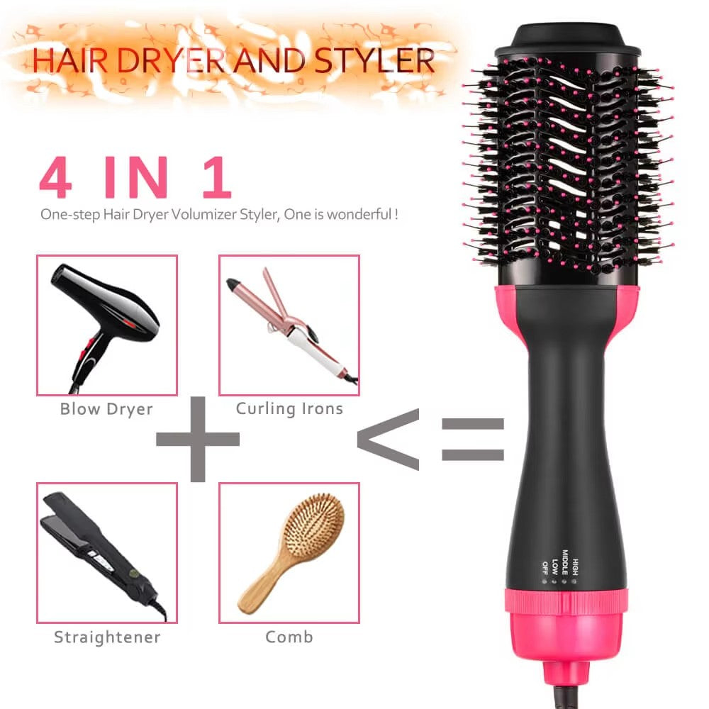 Professional Hot Hair Brush - 2-in-1 Styling & Straightening Tool