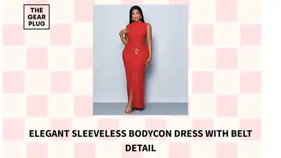 Elegant Sleeveless Bodycon Dress with Belt Detail by@Outfy