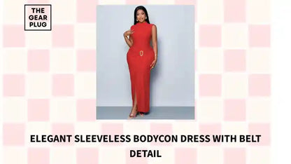 Elegant Sleeveless Bodycon Dress with Belt Detail by@Outfy