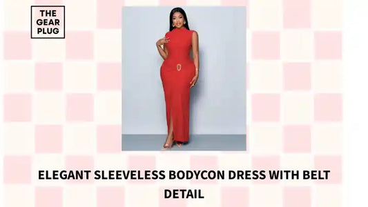 Elegant Sleeveless Bodycon Dress with Belt Detail by@Outfy
