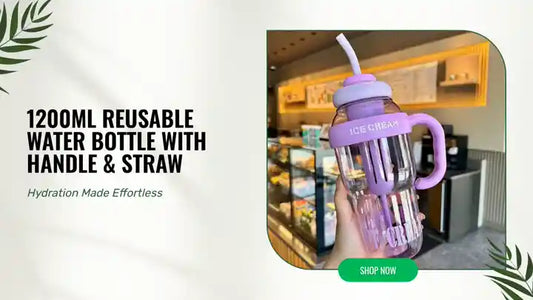 1200ml Reusable Water Bottle with Handle &amp; Straw by@Outfy